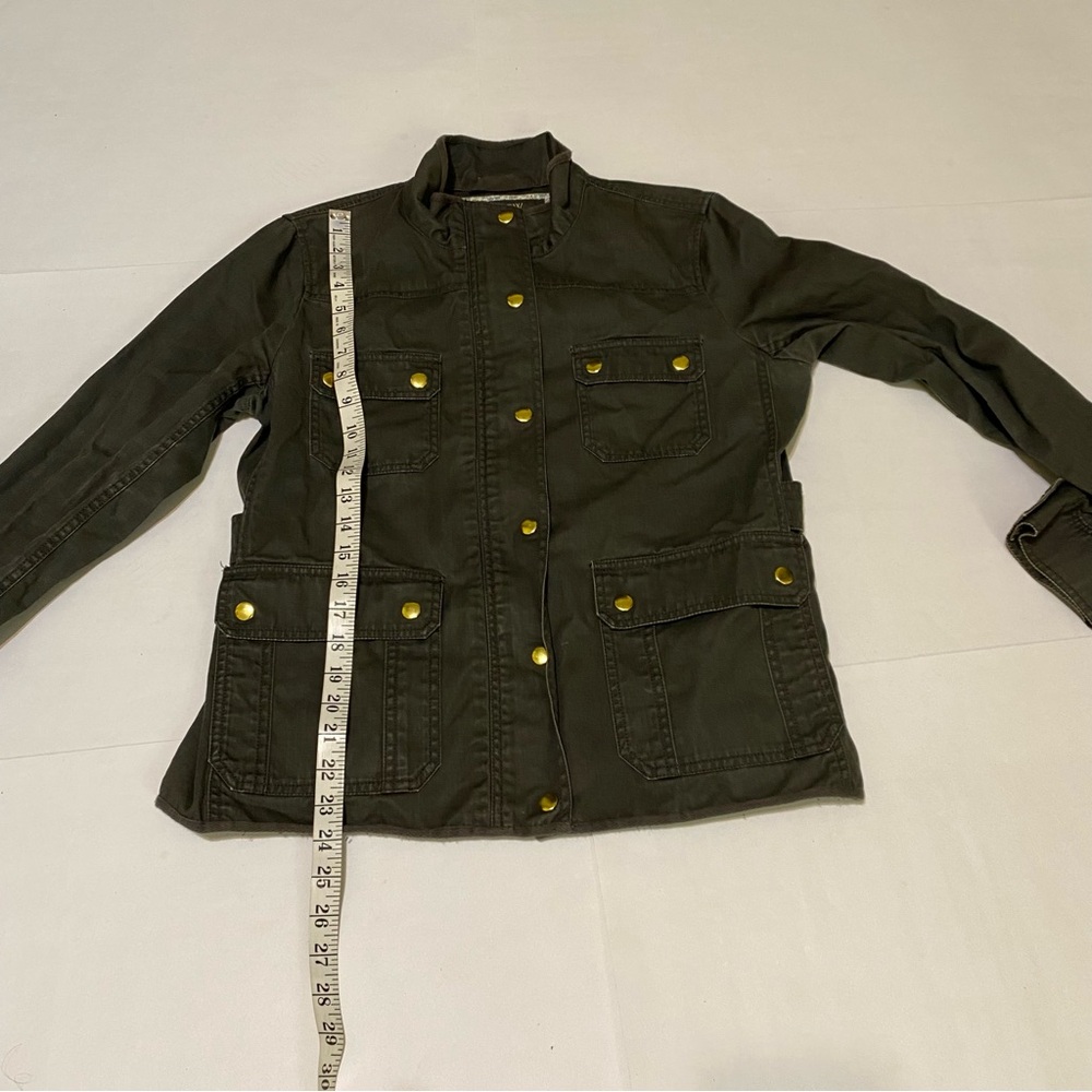 J. Crew Green Twill Field Jacket with Gold buttons - Picture 14 of 15
